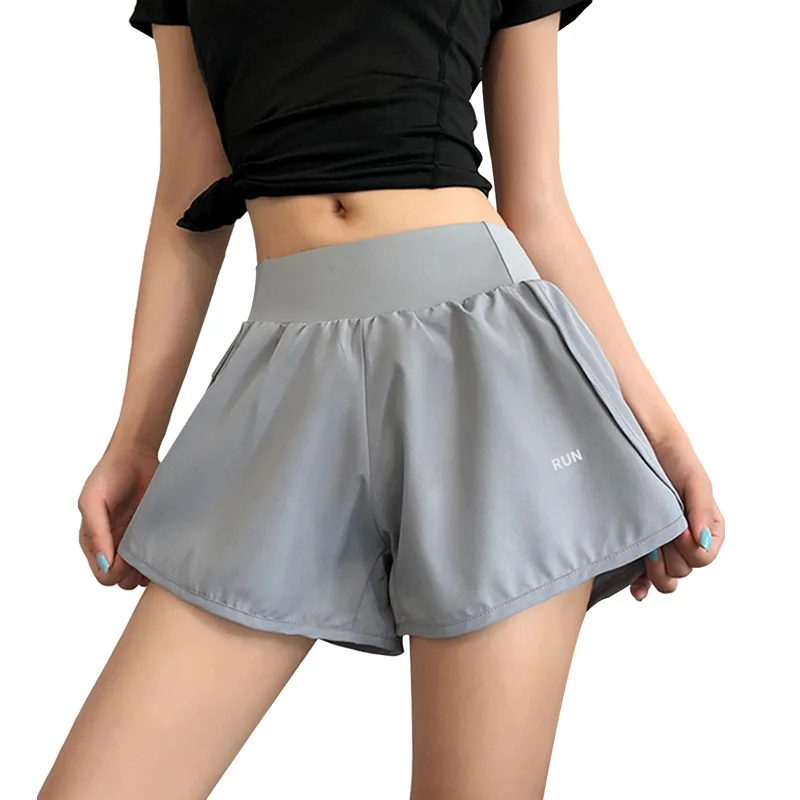 Sports Shorts Yoga Shorts Compression Shorts Women Leisure Sports Anti-exposure Fake Two-piece Slimming Sports Gym Nude Yoga Breathable Shorts