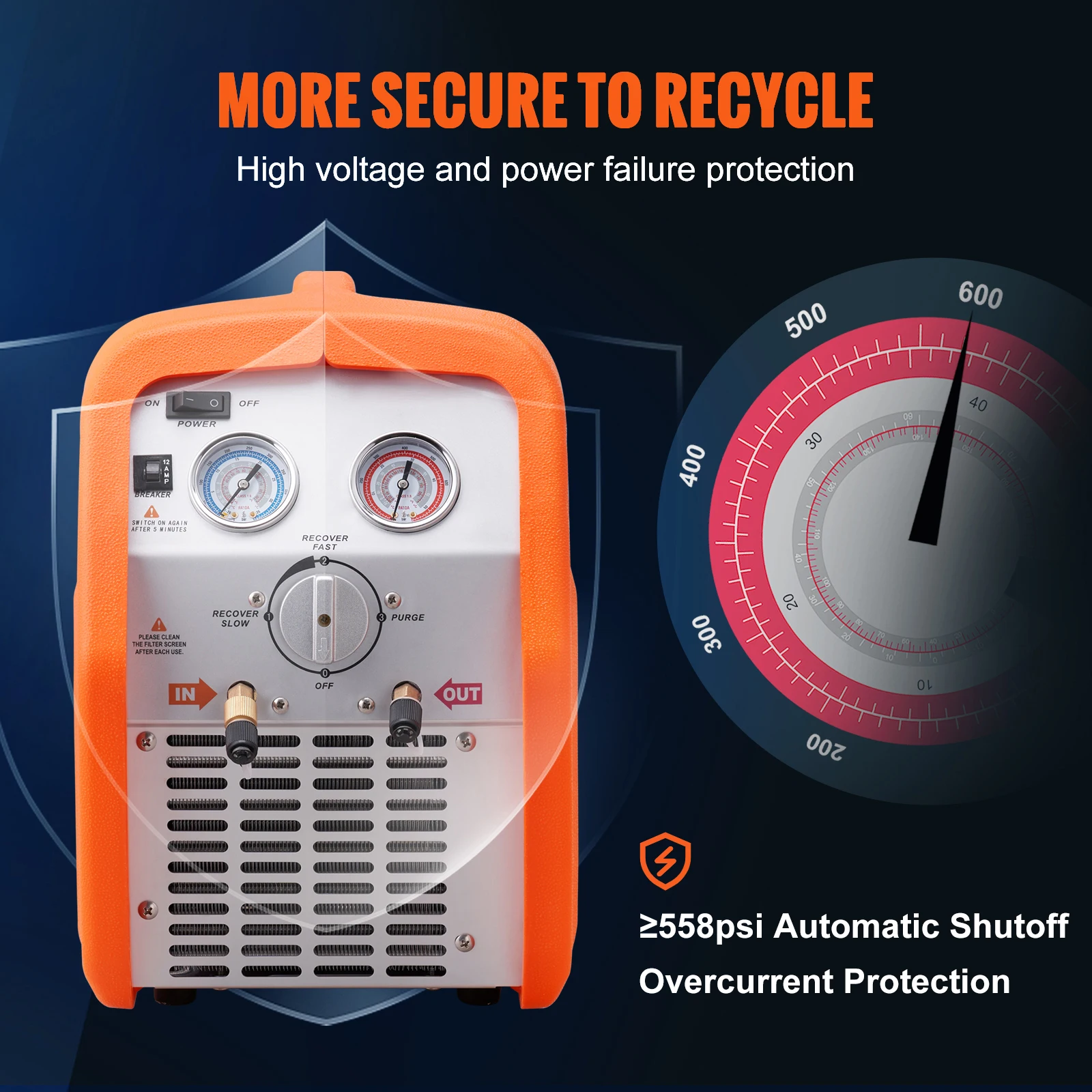 Portable 1HP/3/4 HP Refrigerant Recovery Machine AC Recovery Machine 120V Machine HVAC Liquid Refrigerant