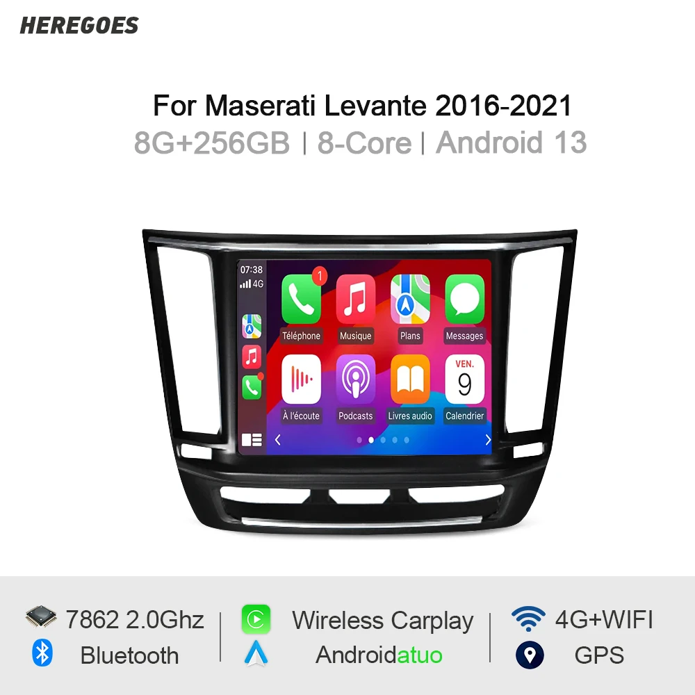Carplay Android 13 Auto DVD Player GPS Autoradio Navigation Stereo Wifi 8G 256GB Bluetooth Radio Für Maserati Levante 2015-2021