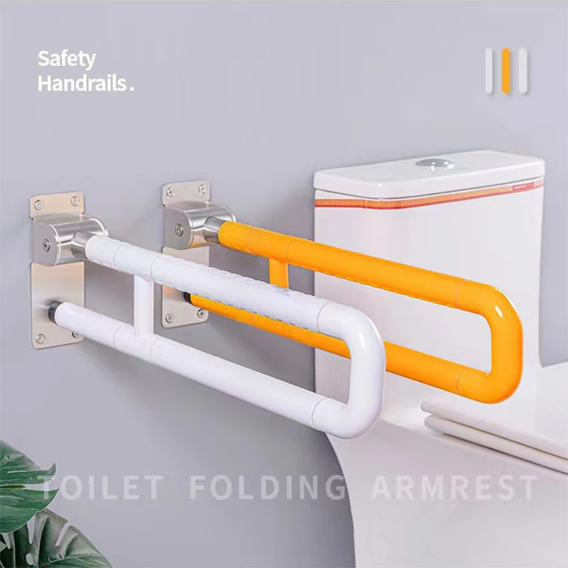 Folding Stainless Steel Toilet Safety Handrail Wall Mounted Luminous Bathroom Handrail For Elderly Disabled Handle