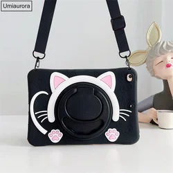 Colorful Kids' Cartoon Silicone Tablet Stand Case - Durable Protective Cover with Fun Designs for Mini 1 2 3(7.9 inch) (360 Black Cat)
