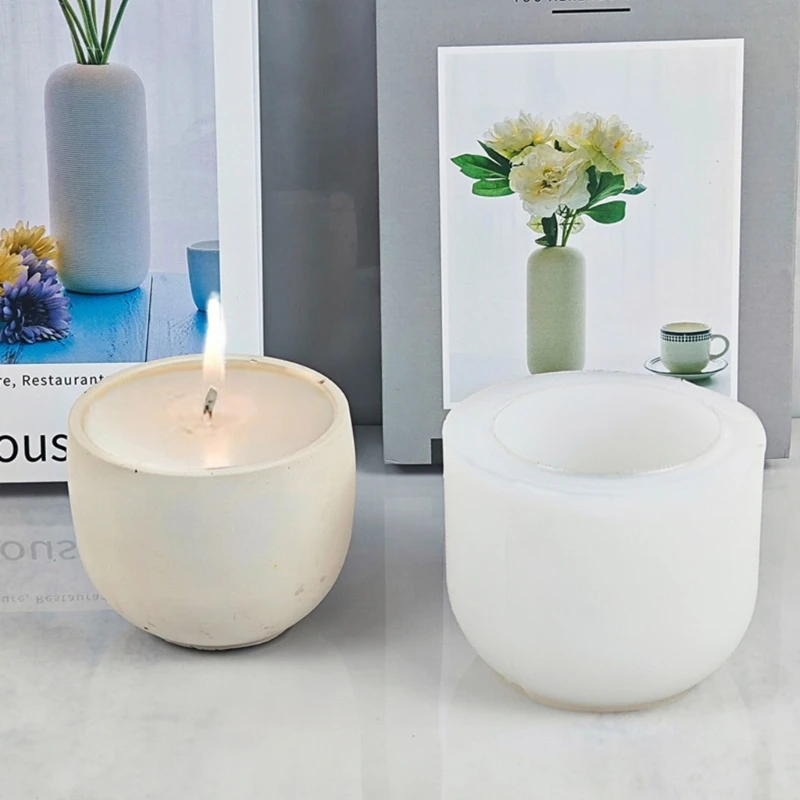 Succulents Flower Pot Mold Round Vase Plaster Cement Molds Holder Mould Dropship