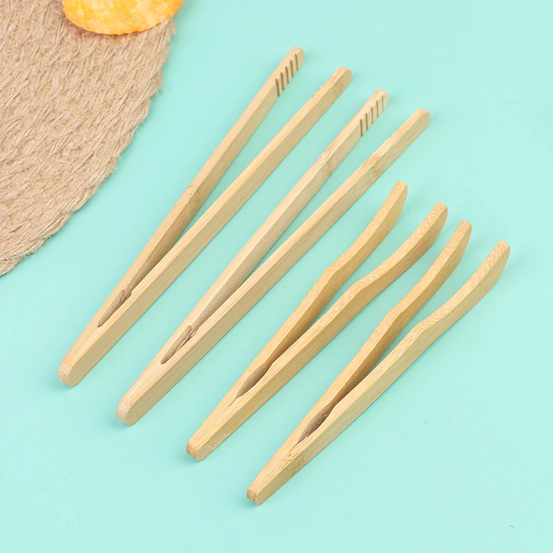 4pcs/set Food Pliers Kitchen Tongs Tea Bread Barbecue Supplies Bamboo Steak Clip