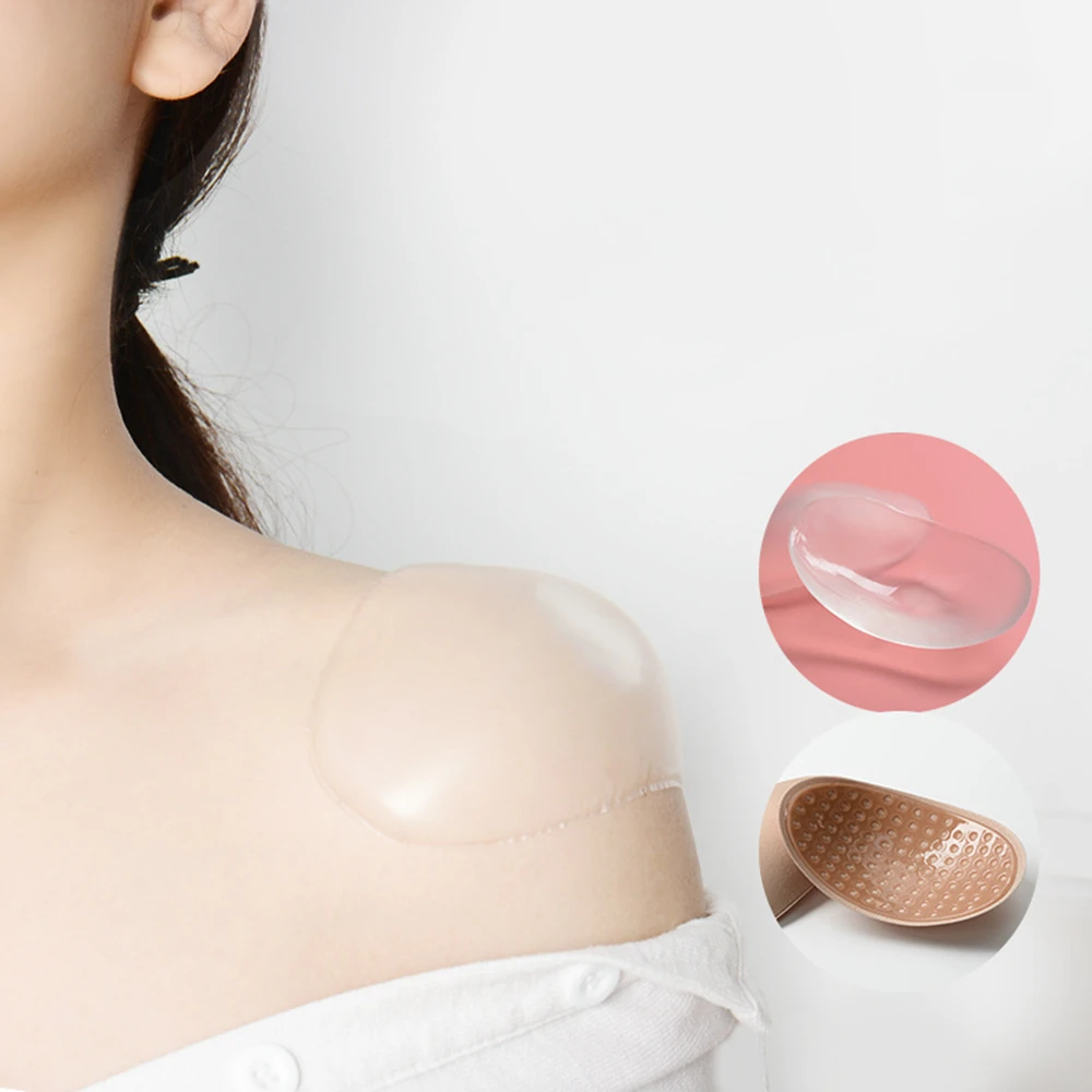 1Pair Naturally Soft Silicone Anti Slip Shoulder Pads Invisible Shoulder Enhancer Push-Up Cushions Reusable Self-Adhesive Unisex