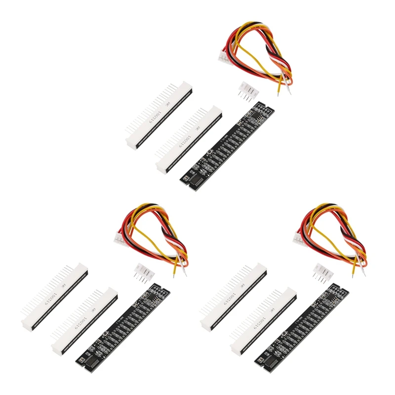 

3X Mini Dual 12 Level Indicator VU Meter Stereo Amplifier Board Adjustable Light Speed Board