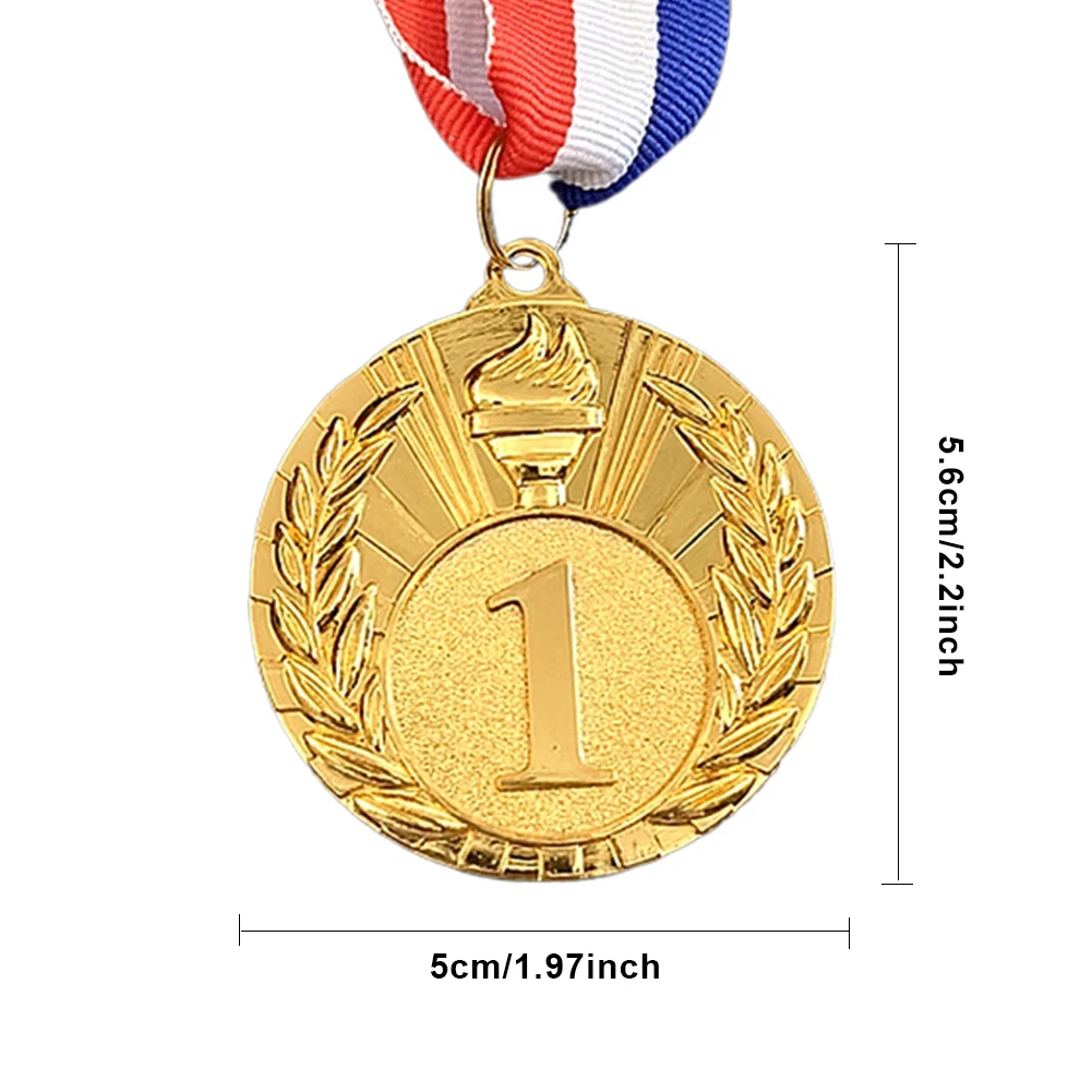 5cm Gold/Silver/Bronze Medal Award Medals with Neck Ribbon Metal Winner Medals Competition for Marathon Ball Games