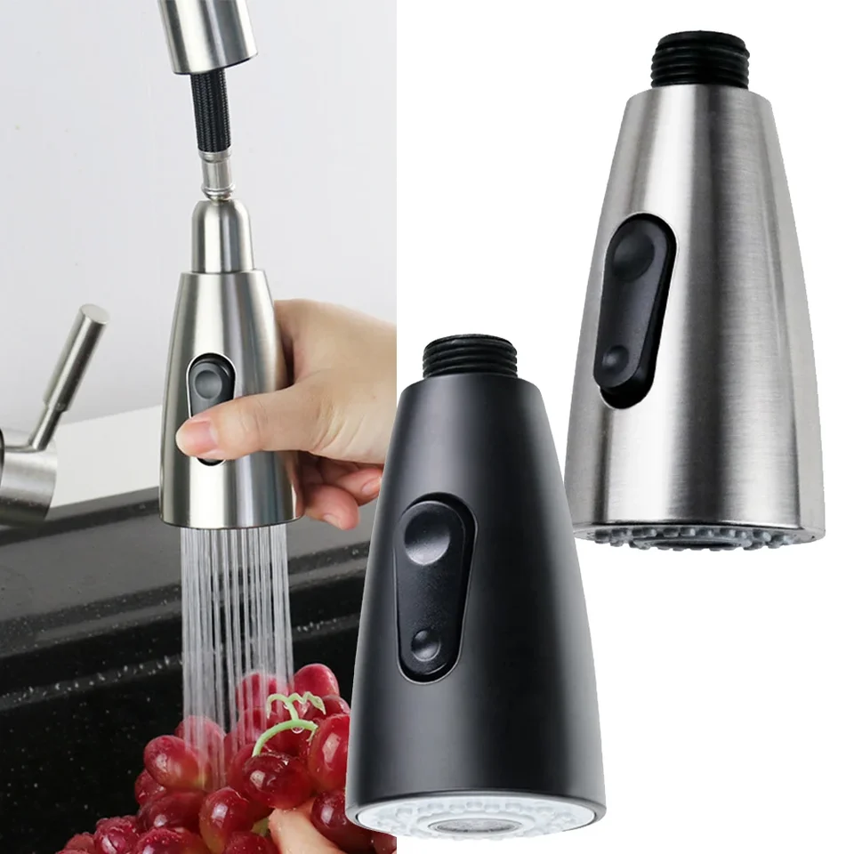 Testina Spruzzatore Estraibile Per Rubinetto Lavello – ABS Antiossidazione, 3 Modalità Flusso/spruzzo/pausa, Attacco G1/2, Lunga 180 Mm