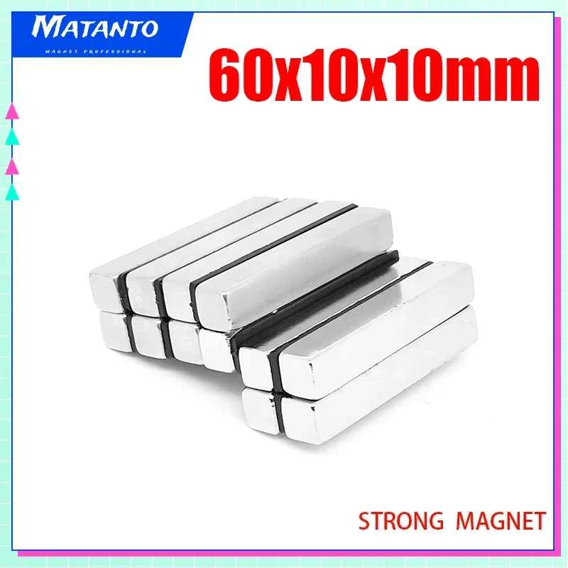 2/5/10 Pz 60X10X5Mm 60X10X10Mm N35 Super Strong Block Magneti Permanenti Magnete Al Neodimio Di Terre Rare