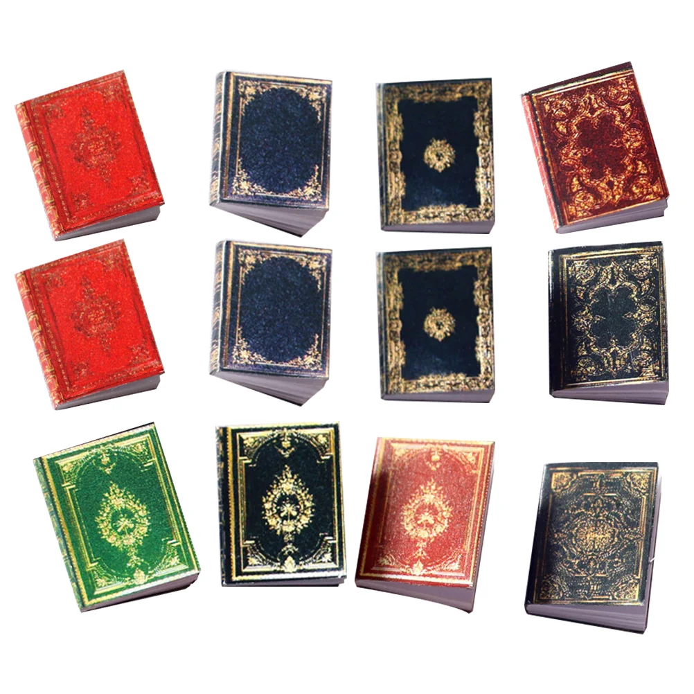 12 Pcs Pocket Classical Books Durability Mini Miniature Bookshelf Ornament Fairy House Accessory Collectibles