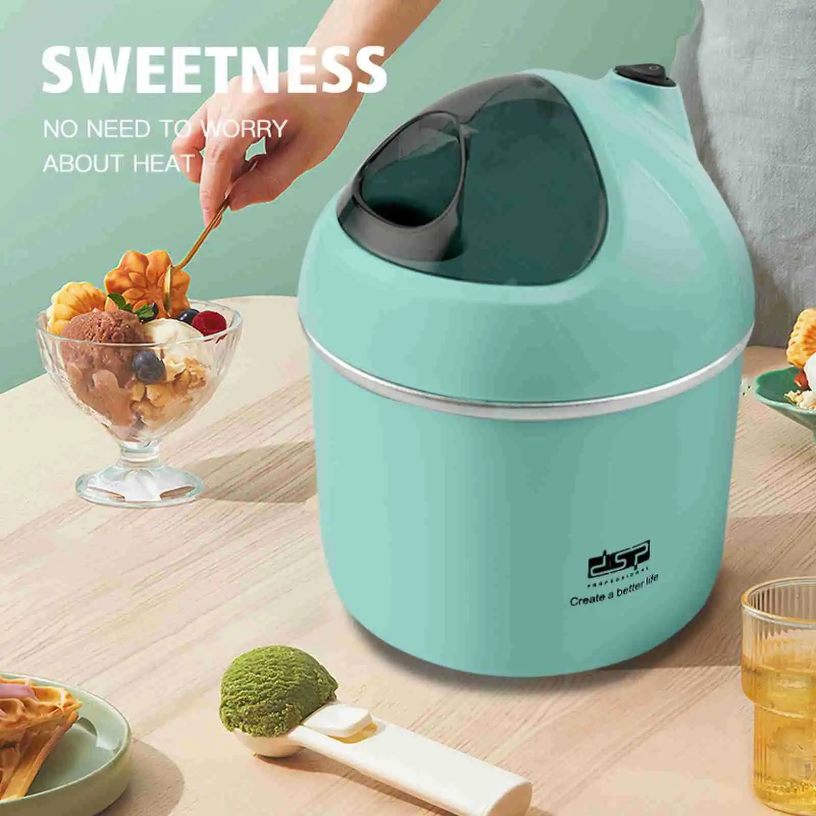 800ml Ice Cream Machine Frozen Yogurt and Sorbet Machine Mini Home Multi-function Homemade Electric Ice Cream