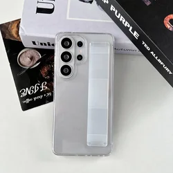 Luxury Matte PC Wristband Phone Case with Portable Strap and Non - Slip Bumper - Galaxy S23+ (Clear)