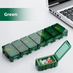 Oversized Waterproof Weekly Pill Organizer with 7 - Day Compartments for Medication and Vitamin Storage (Green)