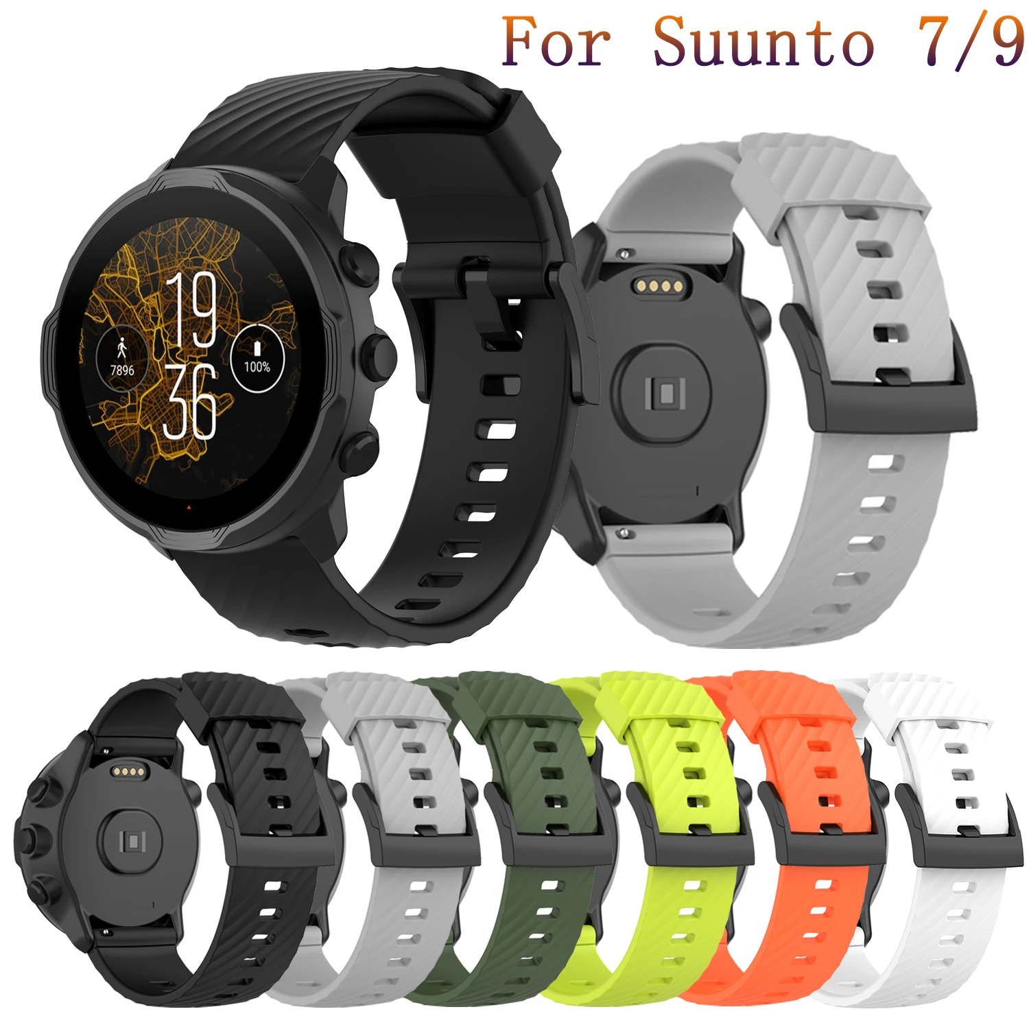 

Wrist strap for Suunto 7 9 baro watch replacement silicone band for Suunto D5 spartan sport wrist hr baro Fossil Q Men's Hybrid