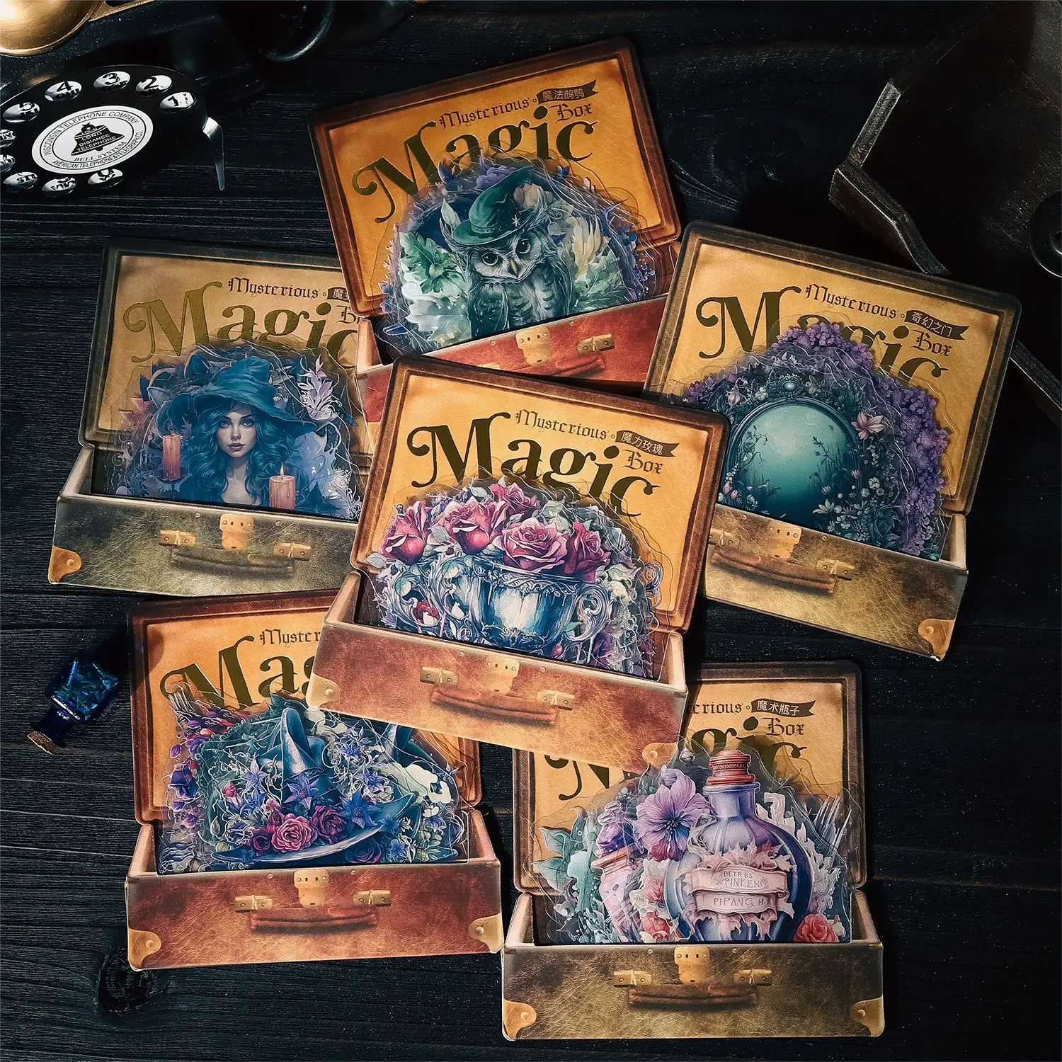 20Pcs Mystery Box Series Adesivo Decorativo Vintage Owl Rose Door Collage Scrapbooking Etichetta Diario Fai Da Te Album Journal Planner