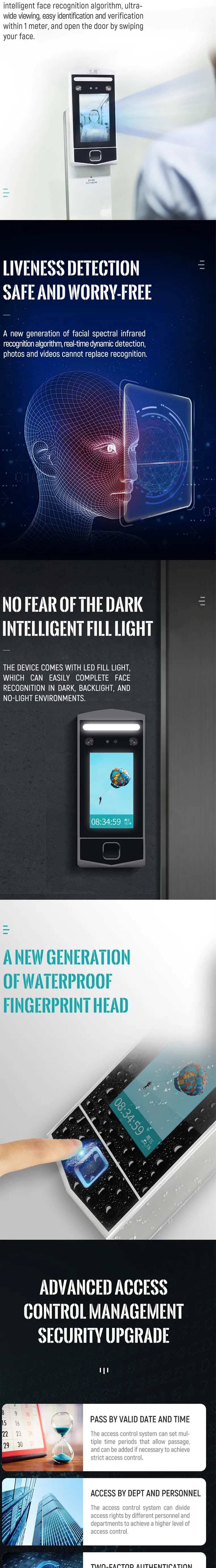 4.3InchTFT Monitor Face&Fingerprint FA20 Time Attendance Machine and Access Control System