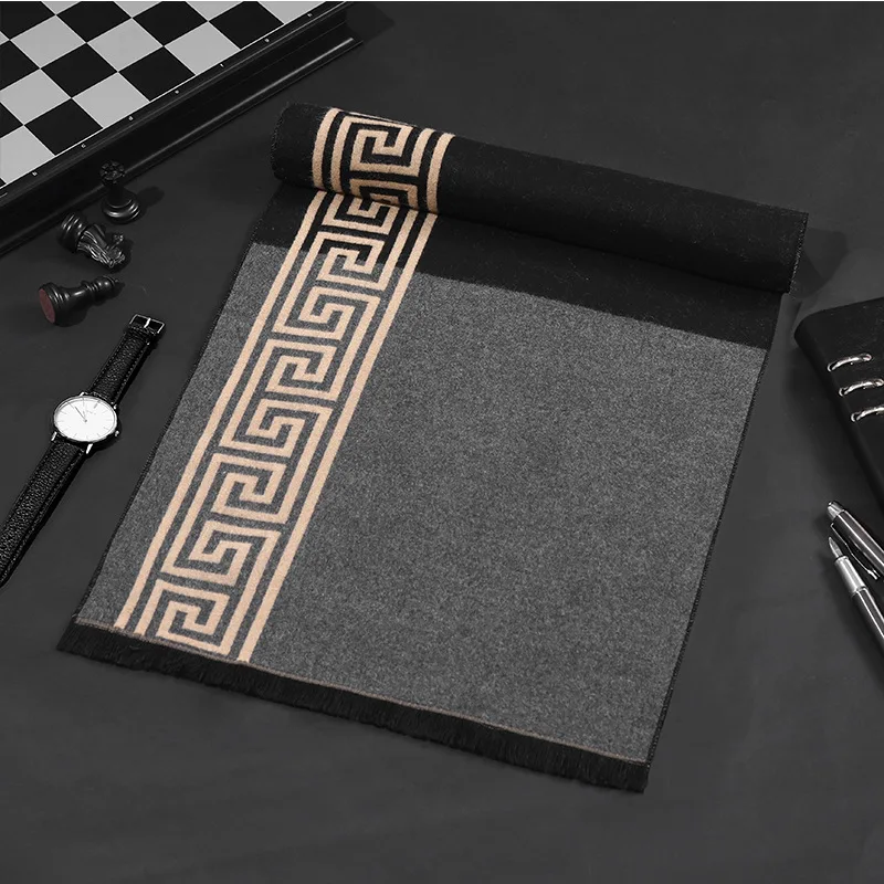 Cashmere Scarf Classic Brand Scarf Men Cashmere Winter Warm Scarves Vintage Shawl Long Wrap Luxury Designer Scarf for Male Gifts