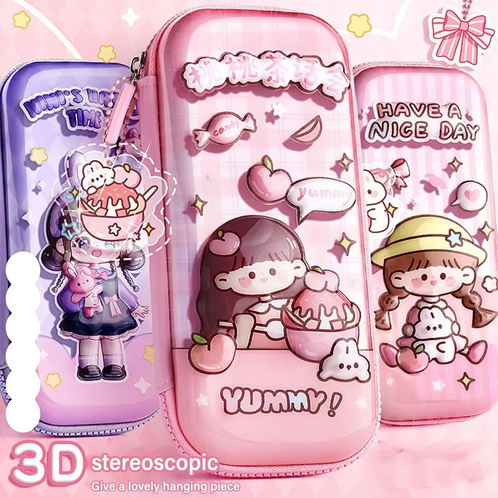 

Three-Layer Pen Bag Multifunctional Waterproof 3D EVA Stationery Bag Zipper Pencil Box Students Gift