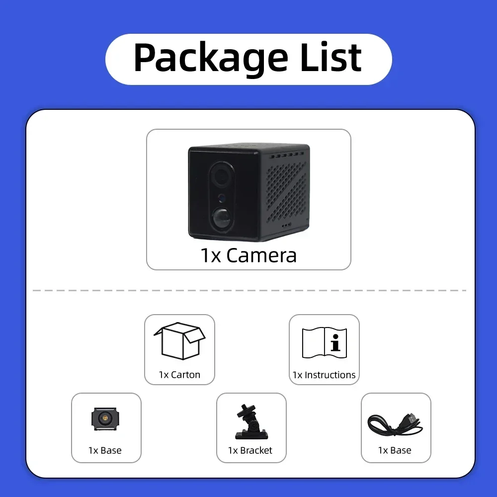 PEGATAH 5MP HD 4G WiFi Mini Camera Indoor Night Vision Surveillance Security Monitoring 2200mAh Battery Low Power Home Camera