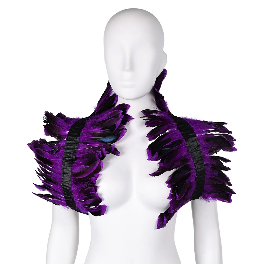 thumbnail image 1 of Chal de plumas para mujer, estilo gótico, punk, de fantasía, para cosplay, chal de plumas naturales, accesorios para disfraces de Halloween, 1 of 5