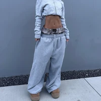 Y2K Retro Sweatpants Double Waisted Embroidered Camouflage Pattern Wide Leg Pants Men Trend Casual Streetwear Unisex Baggy Pants 2