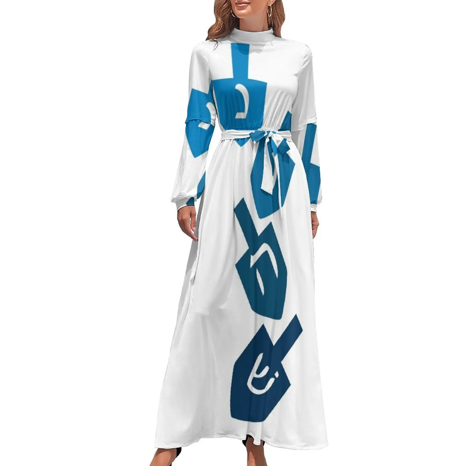 thumbnail image 1 of Nes Gadol Haya Sham dreidel dreydl dreydlekh sevivon Vestido largo Vestido de verano para mujer 2024 Vestido elegante, 1 of 5