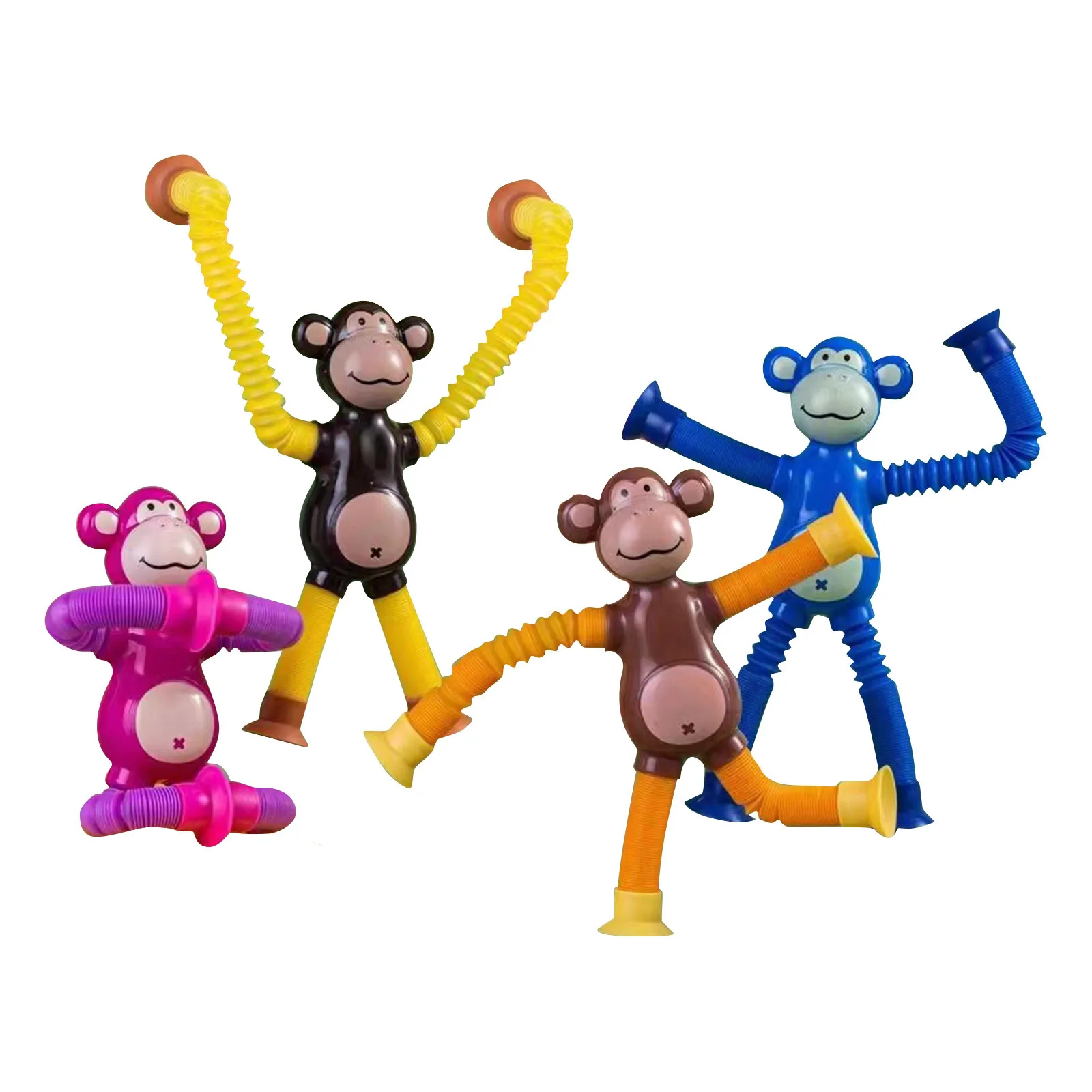 Fun And Unique Versatile Telescopic Tube Toy 4pcs Puzzle Relieving Stretching Tube With Light Monkey Stress Relieving New Toys fidget toys,building block toys,prank toys,dancing cactus toy,self ink stamps,action figures toys,stress relief toys,party toys,bubble tube toy,mini projector