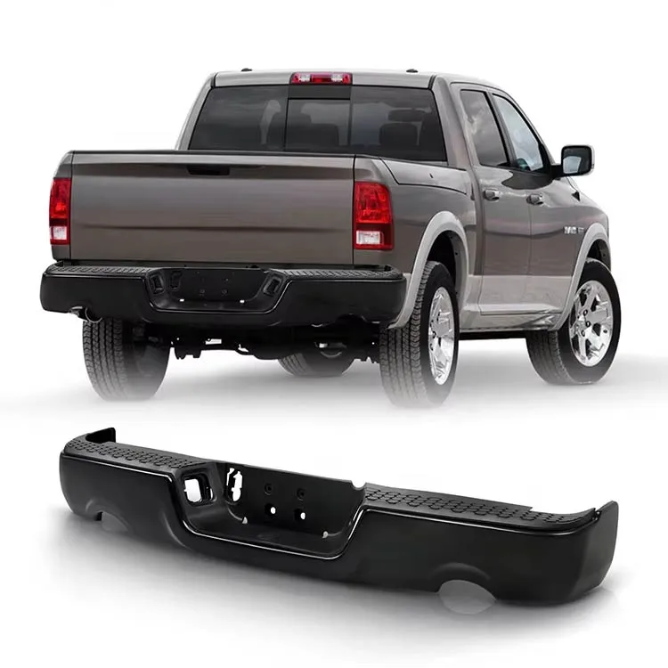 Rear Bumper Assembly for 2009- Dodge Ram 1500 Black Rear Bumper w Dual Exhaust W/o Parking Sensor