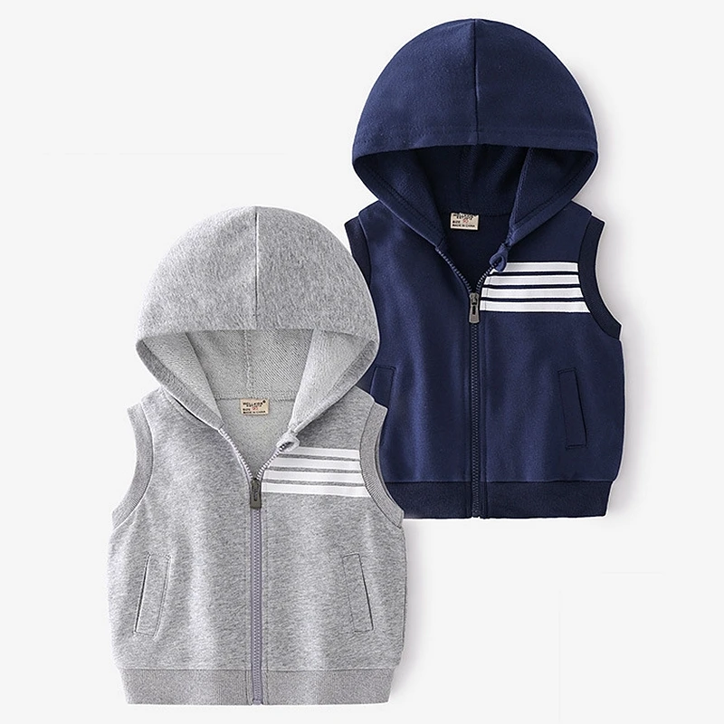 XUANMU Striped Boys Waistcoat Toddler Sleeveless Hoodies Kids Vest Jacket Children's Clothes XB081_voghion.com