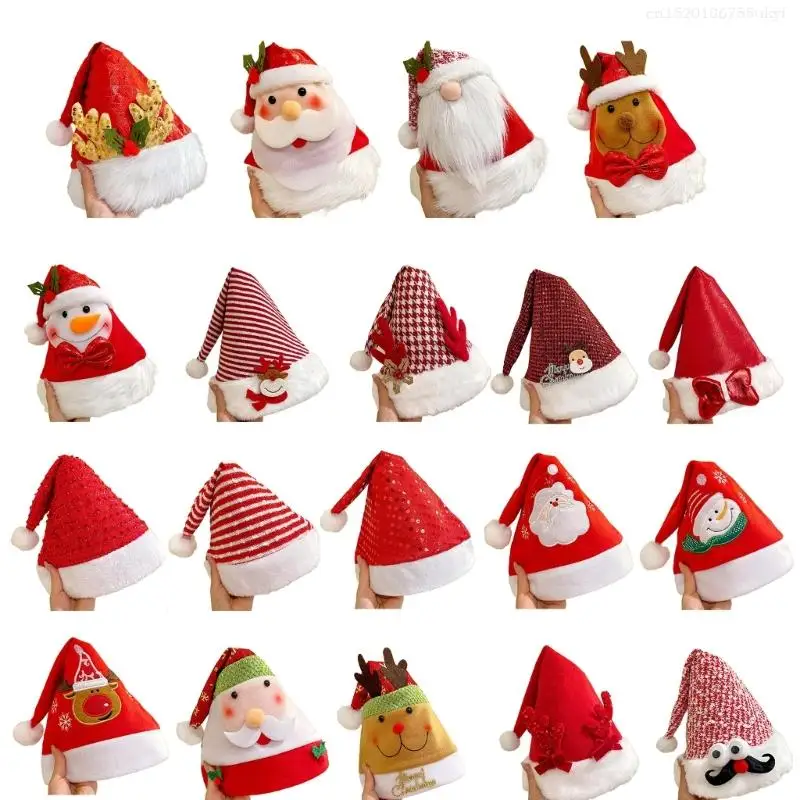 Lovely Christmas Pattern Hats Children Teen Adult Hats Stage Performances for Christmas Celebrations and Festives F1FB