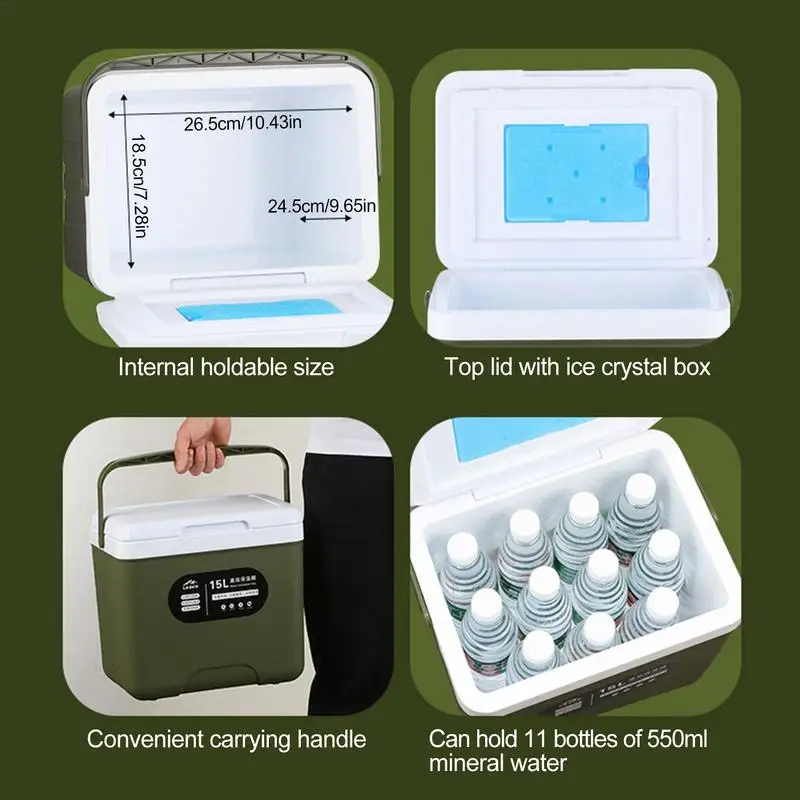 15-liter Incubator Refrigerator Portable Insulation Box Long-term Preservation Personal Ice Box With High-capacity For Travel Mini Refrigerator Camping Refrigerator