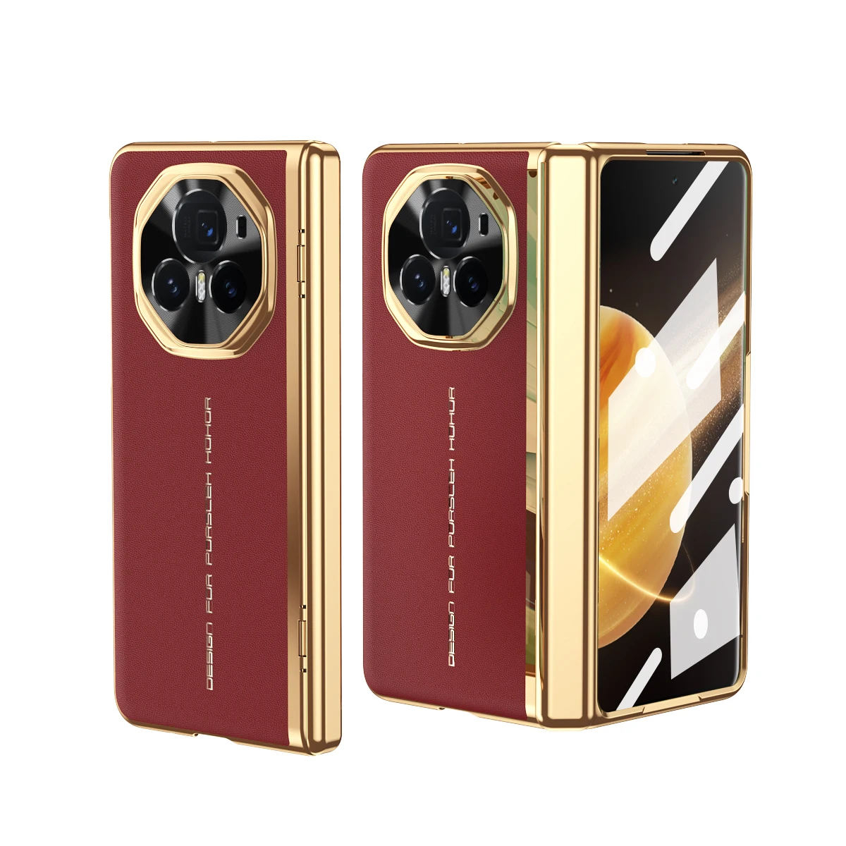 Luxury Electroplated Leather Flip Case - Shockproof 360° HD Cover