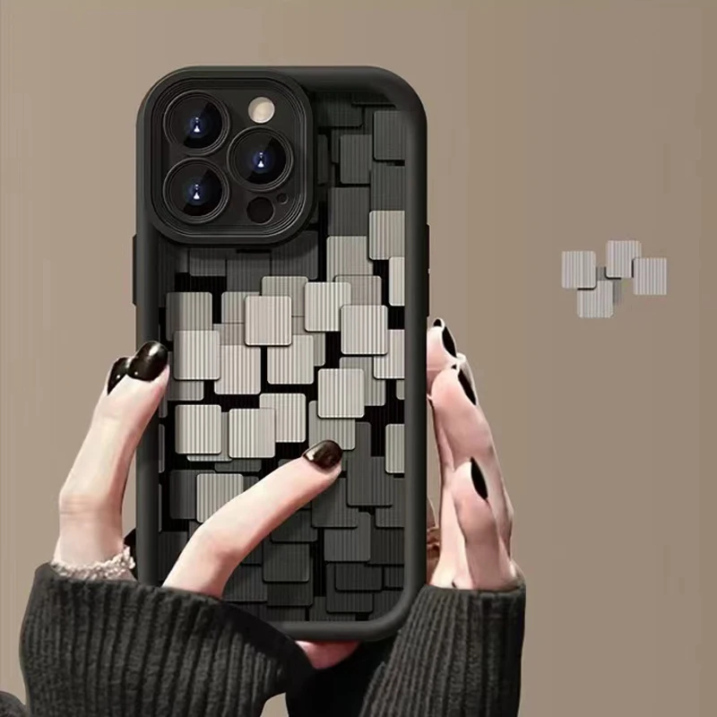thumbnail image 1 of Funda con patrón de celosía y rayas de cebra para iPhone 11, 12, 13, 14, 15, 16 Pro Max, X, XR, XS Max, 7, 8Plus, funda protectora suave para cámara, 1 of 5