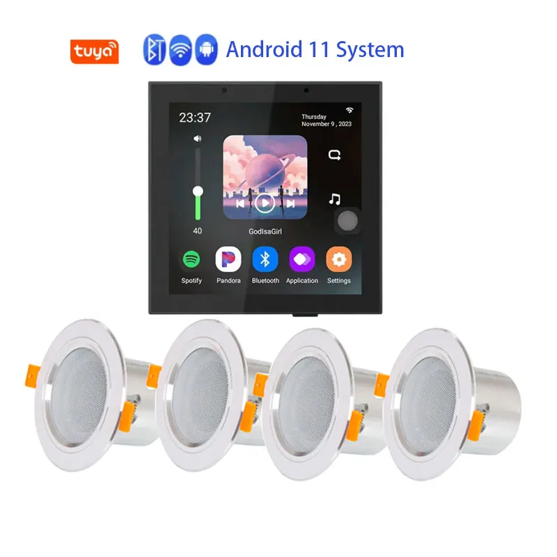 Sistema Android 11 8ohm 4 ''set Tuya Smart Home amplificatore da parete WiFi Alexa telecomando i tuoi tipi di amplificatore intelligente TUYA