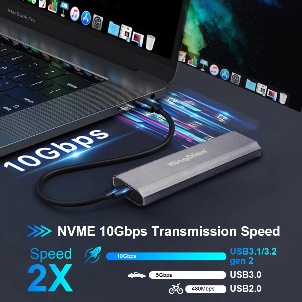 Kingdian-disco Rígido Externo de Alumínio M.2 Nvme Ssd Ssd Portátil 1tb 2tb b Mais m Key Uasp para 2230 2242 2260 2280 - Imagem 5