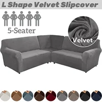 Velvet 3 Pcs L Shaped Couch Covers Sectional Sofa Corner Sofa Cover Plush Stretch 5 Seater Corner Sofa Slipcover Couch Protector 1