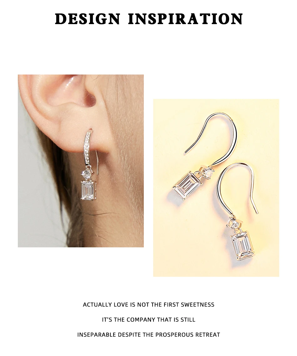 Orecchini a cerchio quadrati in argento sterling CZ per donne Accessori di tendenza per ganci per le orecchie di fidanzamento di nozze pregiati_voghion.com