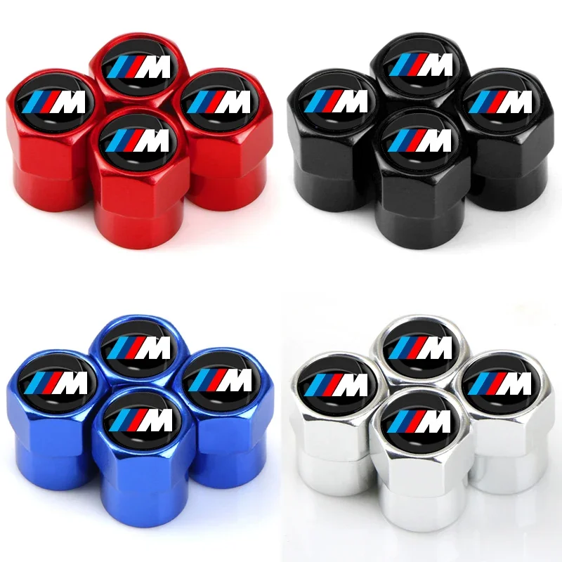 4Pcs Metal Bolt-in Wheel Tire Valve Caps Car Emblem Dust Accessories For BMW M E46 E90 E60 Car decorative ornam Auto Accessories