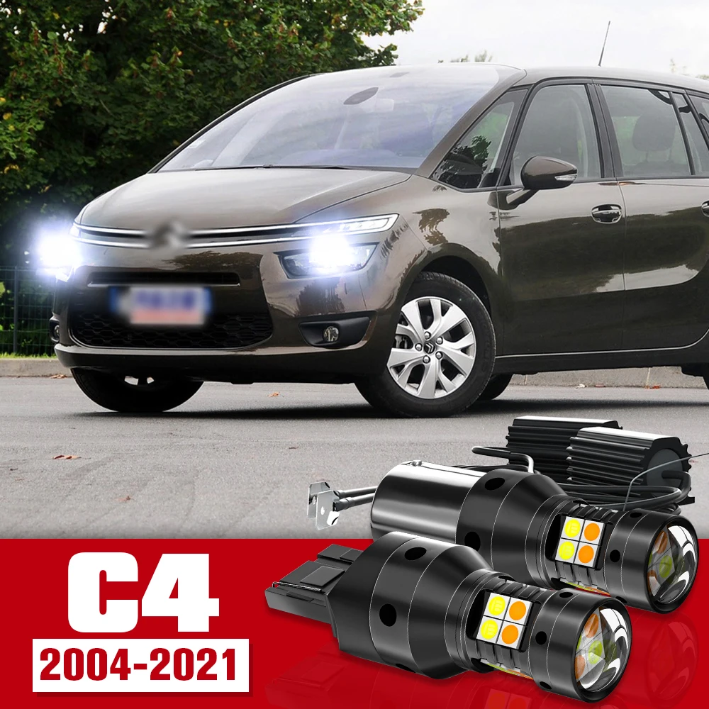 

2pcs Dual Mode Turn Signal+Daytime Running Light Accessories LED DRL For Citroen C4 Coupe 2004-2021 2011 2012 2013 2014 2015 201