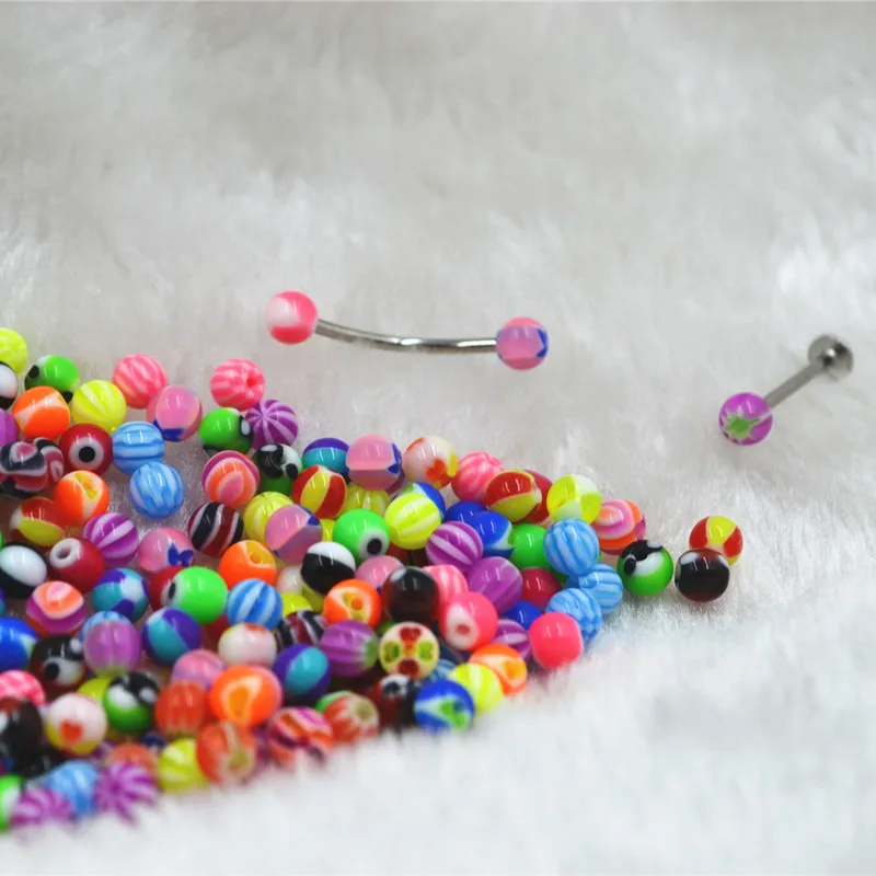 200 Stück/Lot Körperpiercing-Schmuck – Acrylkugeln, Ersatzzunge/Navel, ersetzen Sie das Körperpiercing-Zubehör 16G 14G – Detail 6