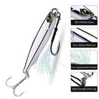 Chrome Jig Sea Fishing Front Jig Hook with Feather Jigging Lure Tenggiri Fishing Long Jig 15g 20g 30g 40g Used In Any Water 2