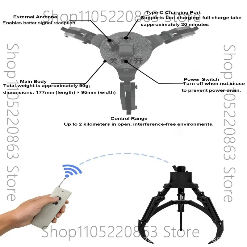 Gancio Meccanico per Drone, Dispositivo Intelligente di Rilascio e Recupero Carico con Telecomando, Kit per Pesca e Soccorso - Image 4