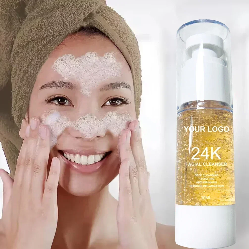 Custom24KGoldFacialCleanserGentleMoisturizingDeepCleaningOilControlWhiteningSkin