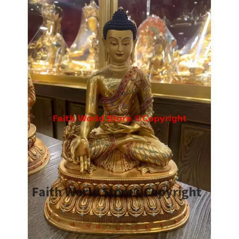 

Nepal Thailand Tibet temple High quality copper Tantric the Medicine Buddha RU LAI Buddha statue Worship efficacious protection