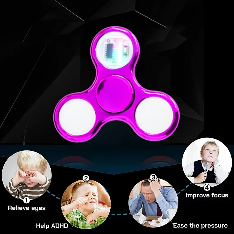 Rainbow LED Glowing Fidget Spinner - Stress and Anxiety Relief Toy