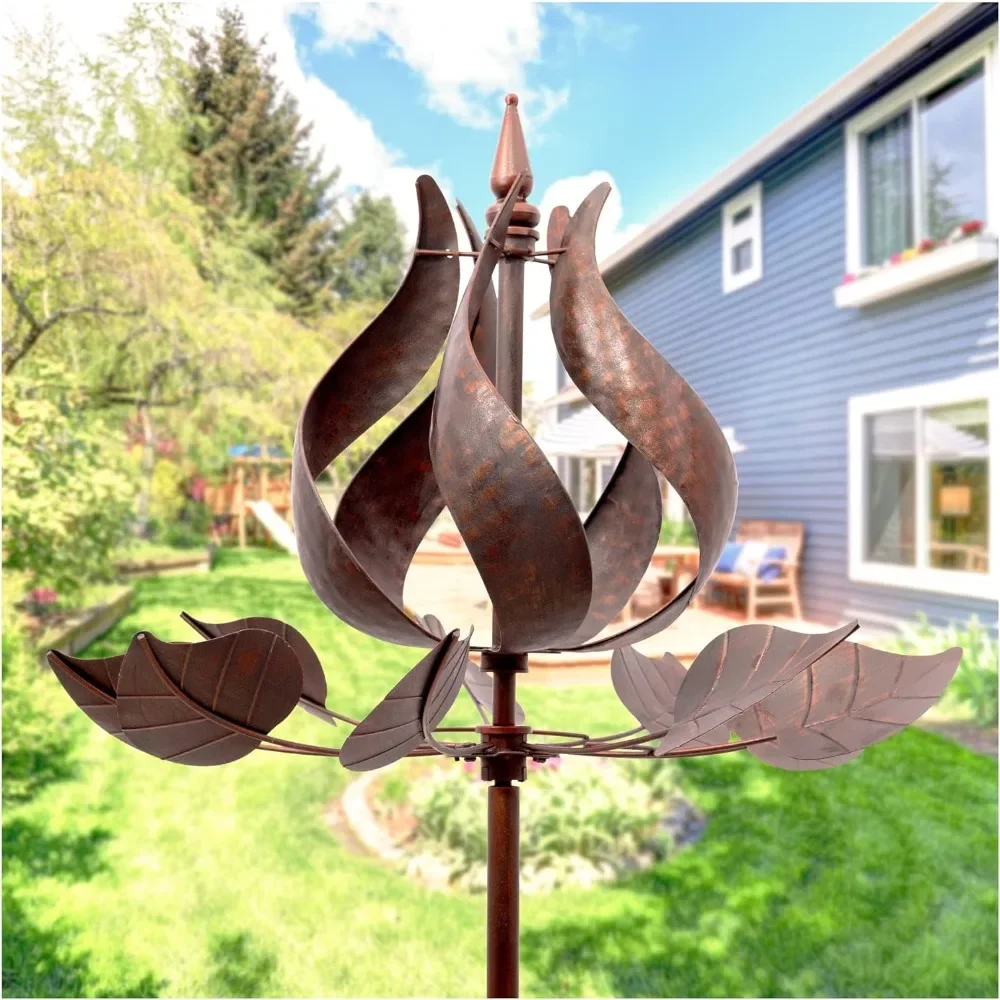 Garden Wind Spinner, Large Copper Wind Sculptures & Spinners Outdoor Metal, Kinetic Yard Art Windmill Decor, Garden Wind Spinner