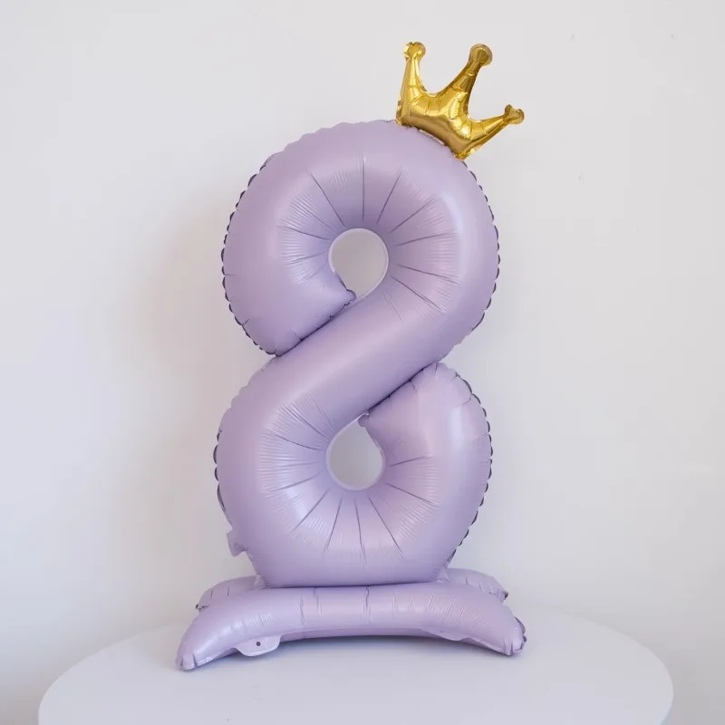40-Inch Light Purple Crown Foil Number Balloons for Girls' Birthday Party Decor