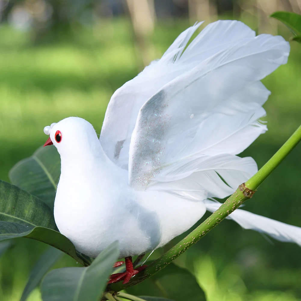 Spreading Wings Simulation Doves Portable Model Feather Bird White Doves Foam Plastic Foot Multifunctional for Home Party Props