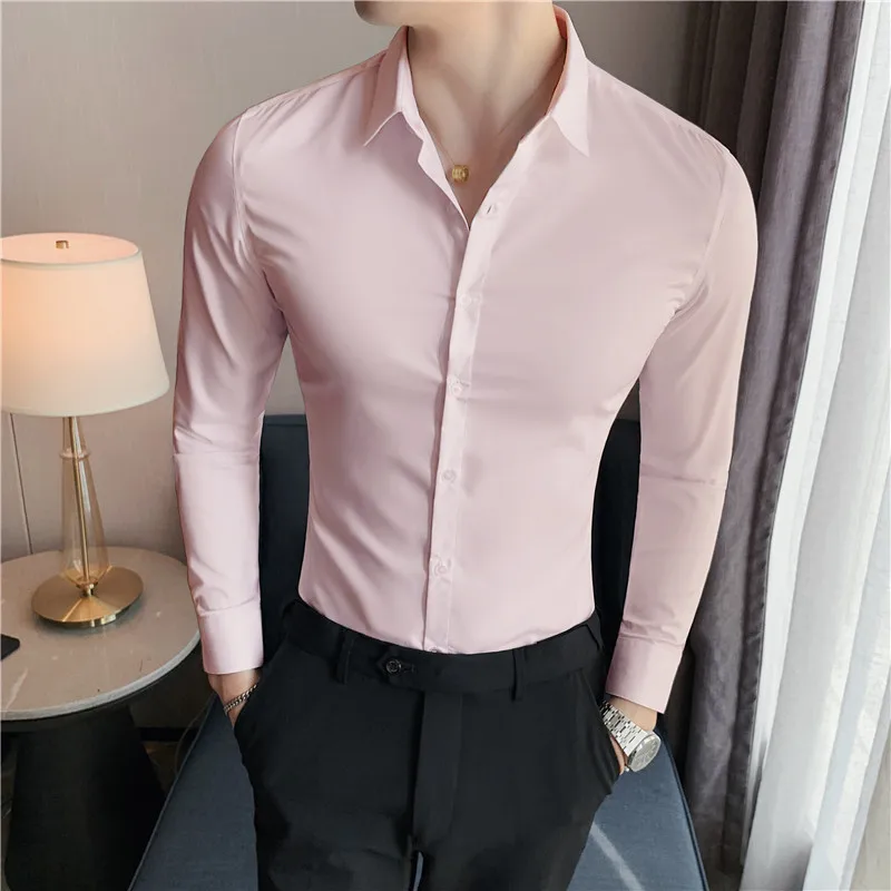 Brand Clothing Men Spring High Quality Business Long-sleeved Shirts/Male Slim Fit Fashion Office Dress Shirts Plus Size M-4XL