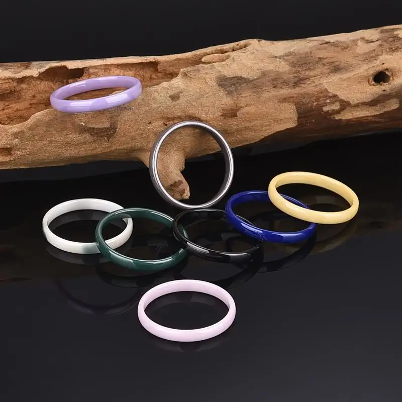 Anelli in ceramica liscia da 3 mm per donna uomo Gioielli colorati impermeabili Regalo di nozze minimalista Non sbiadisce mai Anello di coppia all'ingrosso - immagine 2