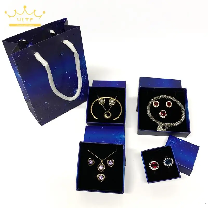 Dark Blue Starry Sky Jewelry Packaging Gift Box Ring Necklace Storage Paper Box Bracelet Box 10Pcs/lot